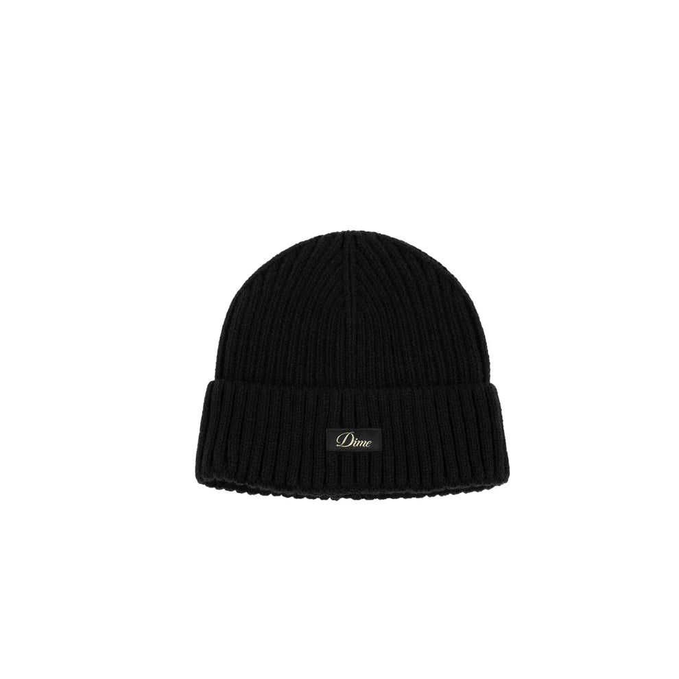 Dime Cursive Rib Beanie - Black